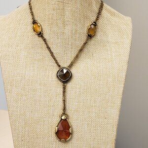 Xiomaro Castro, Vintage, signed multi strand yellow, orange, tan Y necklace